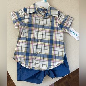 Button up and shorts set 6M NWT